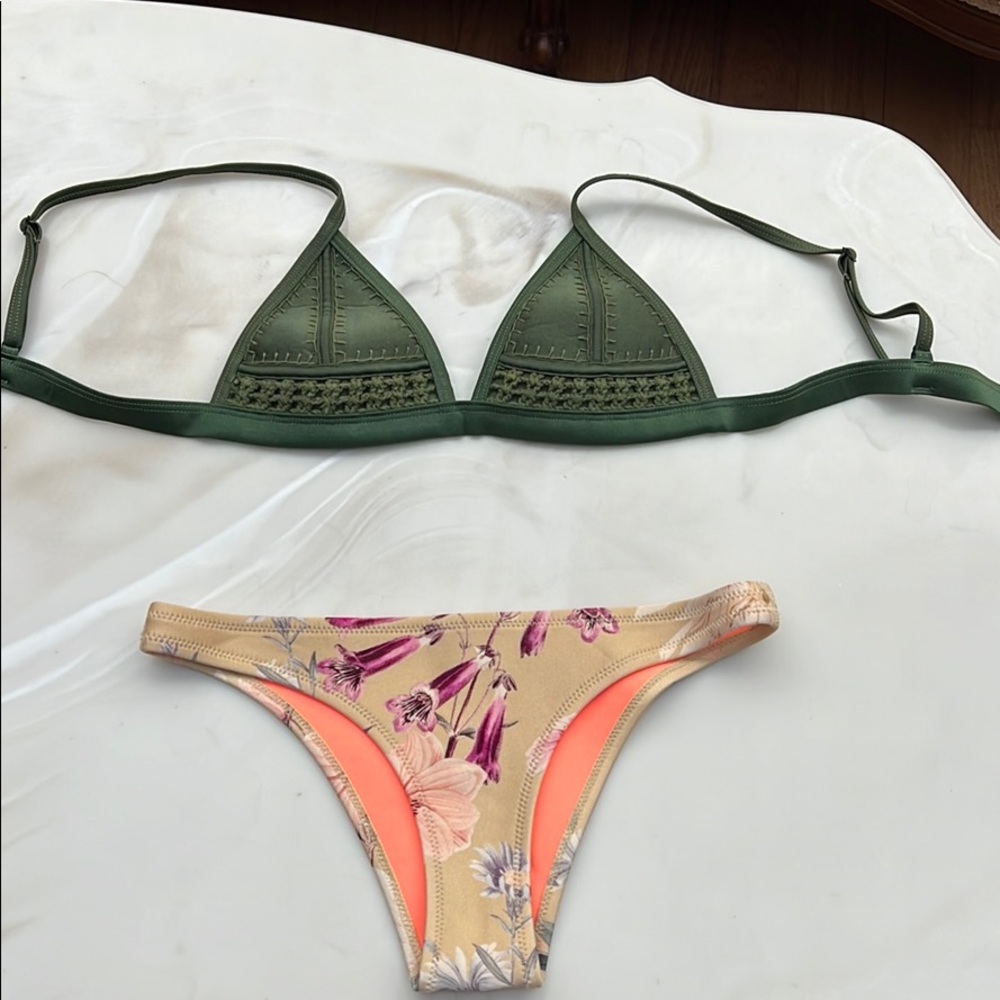 Triangl Olive Green Floral Bikini